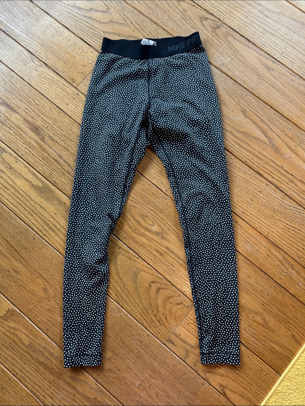 Nike Black Leggings with White Dot Print